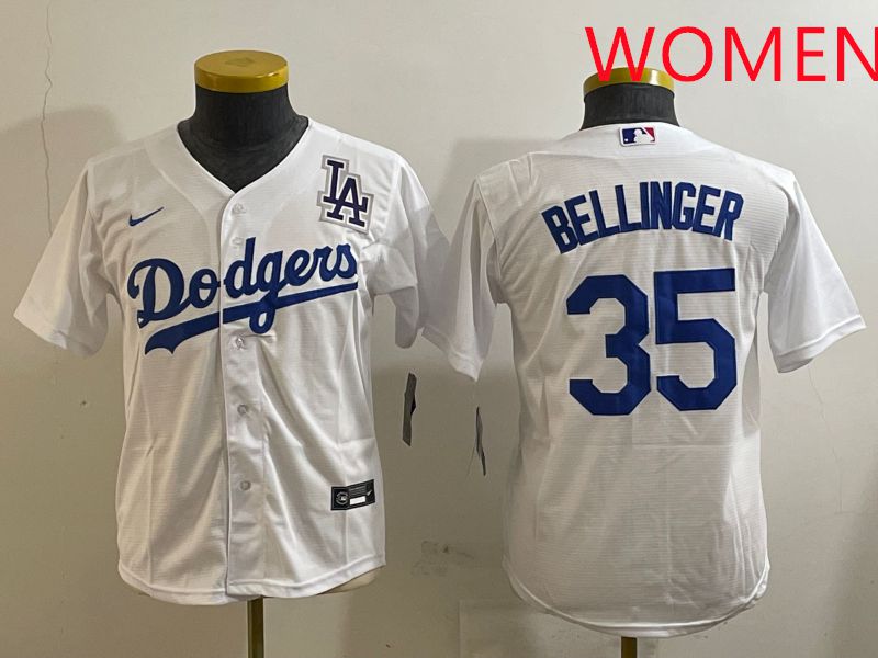 Women Los Angeles Dodgers 35 Bellinger White Game 2025 Nike MLB Jersey style 9